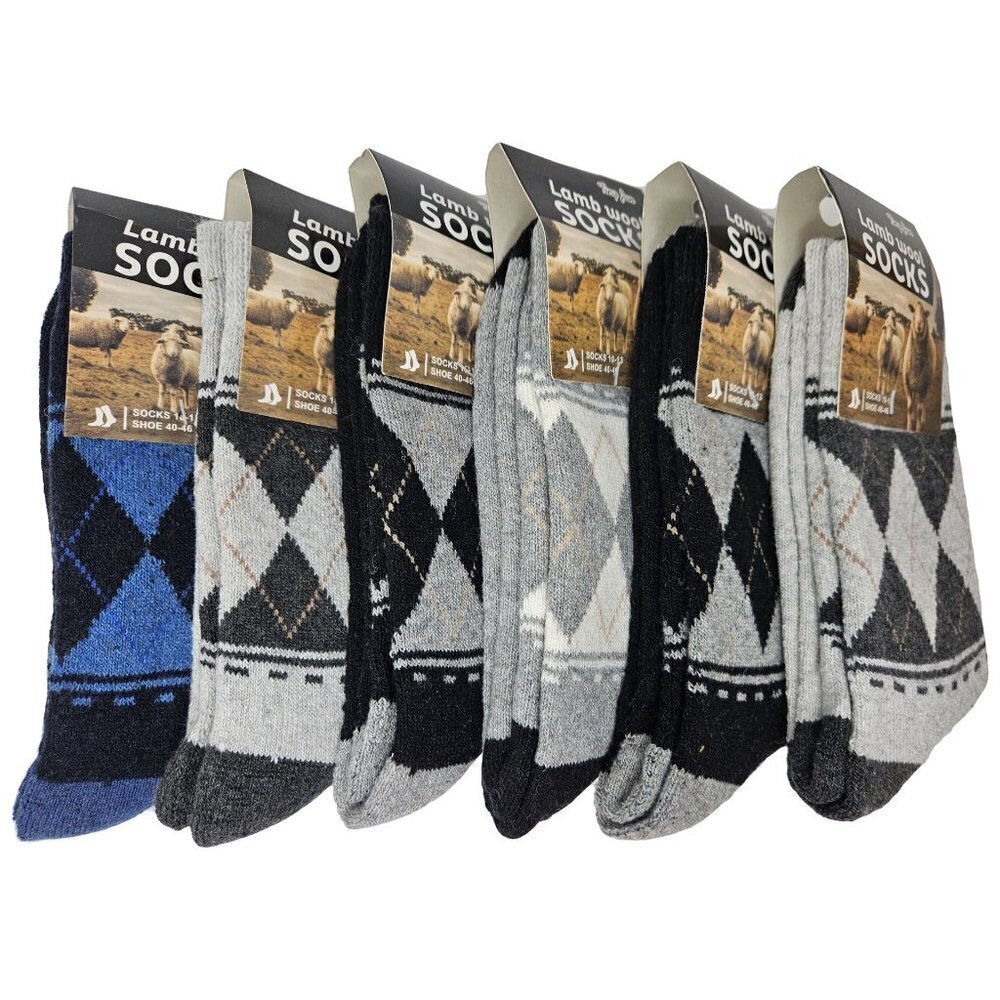 Men Lamb Wool Socks Size 10-13, Thermal Warm Winter Boot Men Crew Socks 6 Pairs